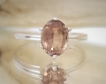 Oval Oregon Sunstone Silver Solitaire Ring - Made to Order