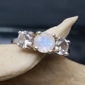 Moonstone & White Sapphire Ring