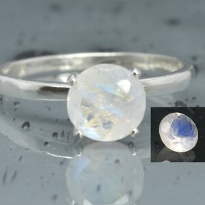 Faceted Rainbow Moonstone Solitaire Engagement Ring