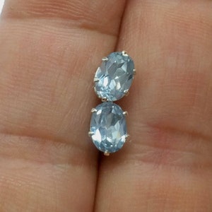 Blue Spinel Oval Stud Earrings