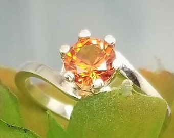 Orange Sapphire Bypass Crescent Everyday Ring