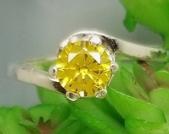 Canary Yellow CZ Bypass Crescent Ring
