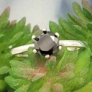 Black Diamond CZ 6-Prong Solitaire Handmade Ring
