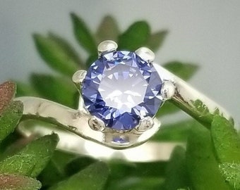 Tanzanite CZ Bypass Crescent Ring
