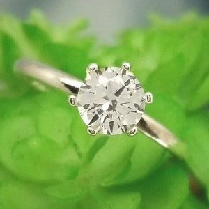 White Sapphire 6-Prong Silver Solitaire Engagement Ring