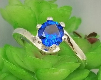 Blue Spinel Bypass Crescent Ring