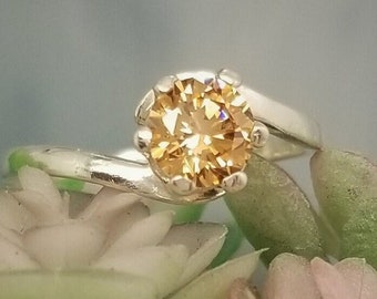 Champagne CZ Bypass Crescent Everyday Ring