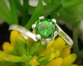 Emerald Green CZ Bypass Crescent Everyday Ring