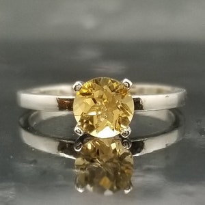 Citrine Sterling Silver Solitaire Engagement Ring
