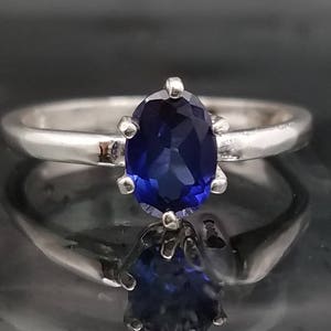 Oval Blue Sapphire Solitaire Engagement Ring
