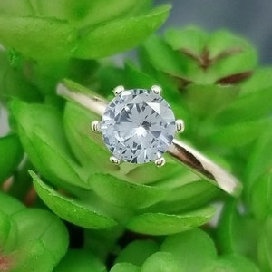 Light Blue Spinel 6-Prong Silver Solitaire Engagement Ring