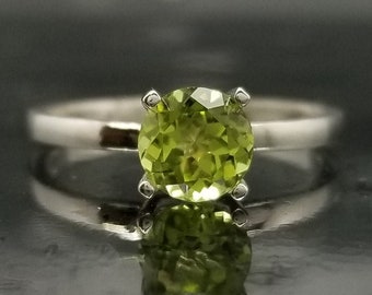 Green Peridot Solitaire Engagement Ring