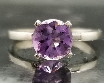 Purple Amethyst Silver Ring Solitaire Made to Order