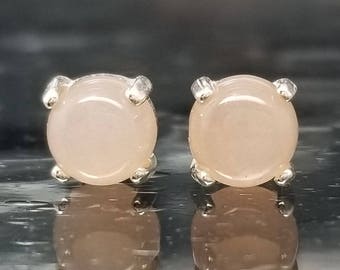 Peach Moonstone Stud Earrings