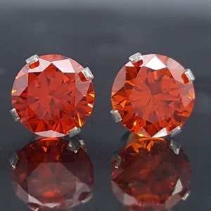 Orange Padparadscha CZ Stud Earrings