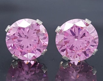 Pink Sapphire CZ Stud Earrings