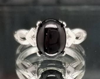 Oval Onyx Silver Cabochon Ring