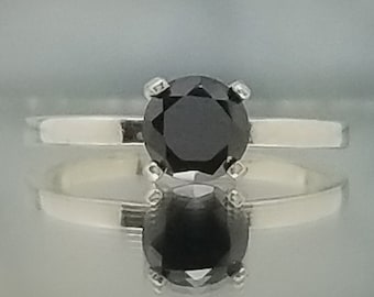 Black Diamond Goth Solitaire Engagement Ring