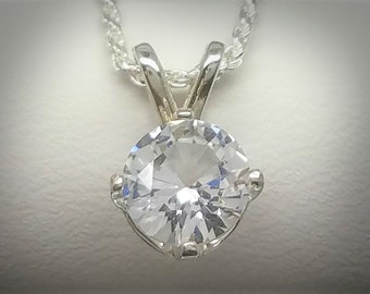 White Sapphire Silver Pendant & Necklace