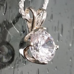 Diamond CZ Handmade Silver Pendant & Necklace - Etsy