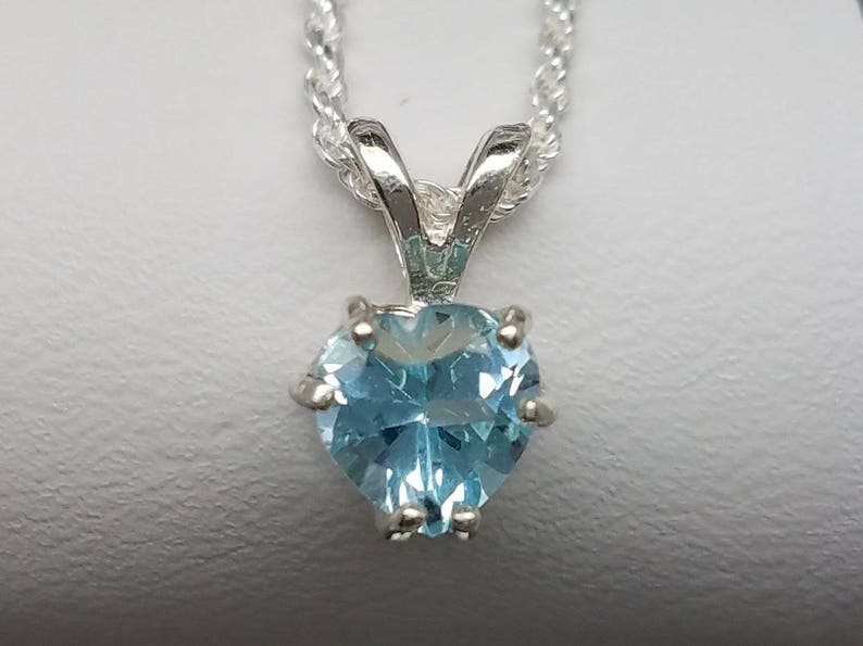Sky Blue Topaz Silver Heart Pendant