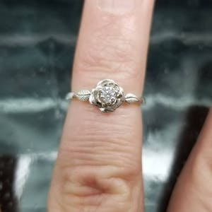 Diamond CZ Rose Petal Flower Ring image 4