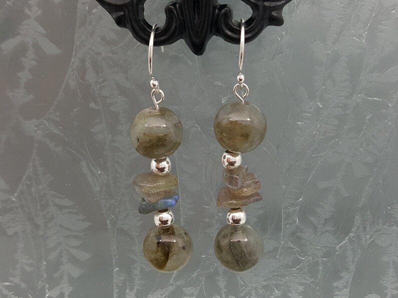 Labradorite Silver Dangle Earrings