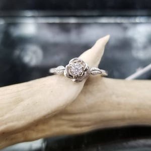Diamond CZ Rose Petal Flower Ring image 3