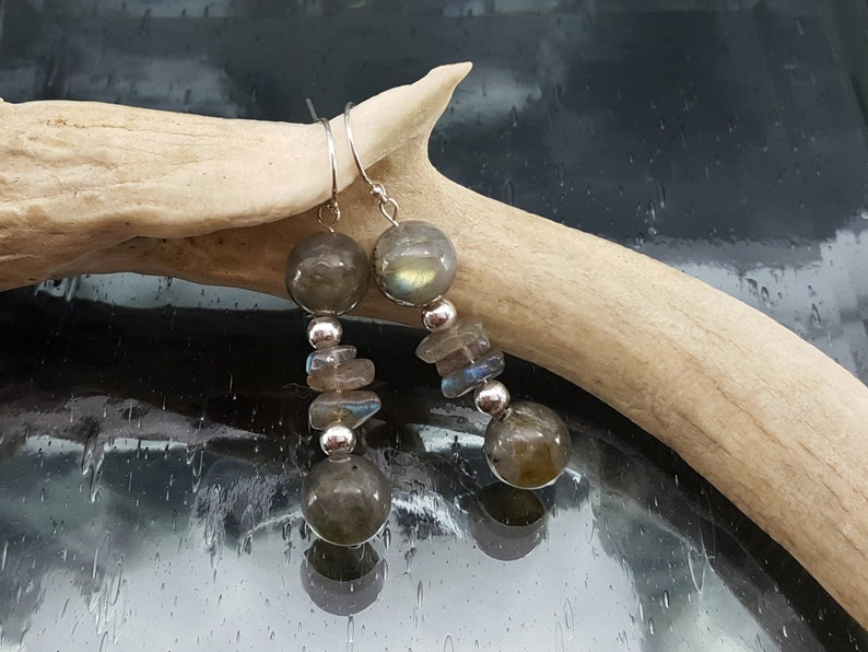 Labradorite Silver Dangle Earrings