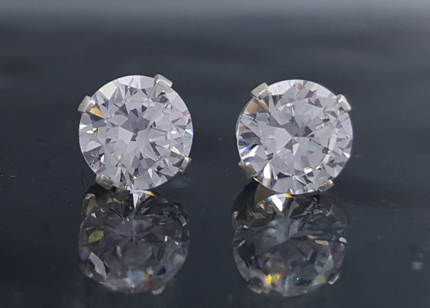 Man Made Diamond Simulant Stud Earrings 2.8 CTW Sterling Etsy