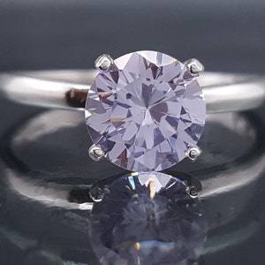 Lavender CZ Silver Solitaire Engagement Ring