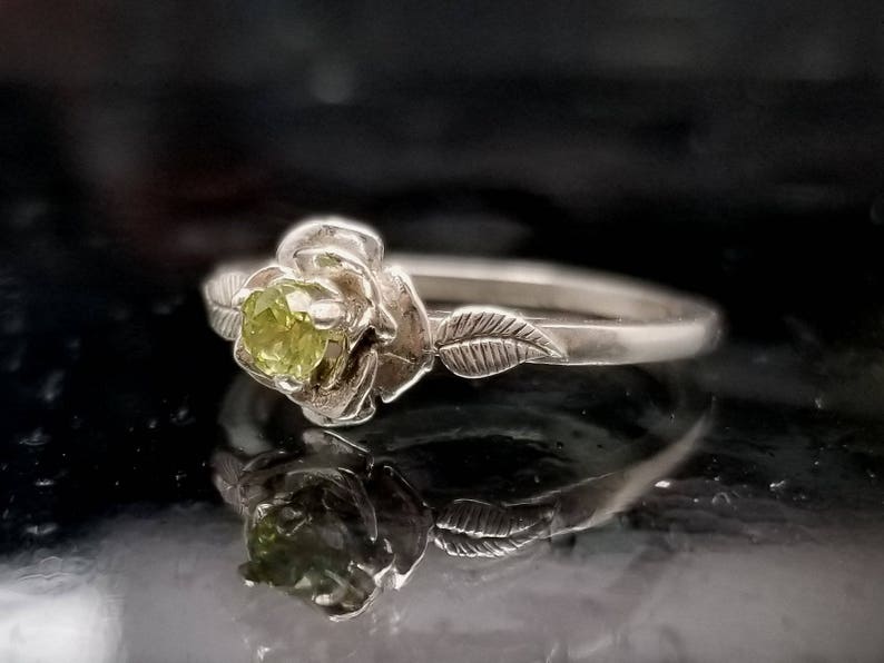 Peridot Rose Petal Flower Ring image 2