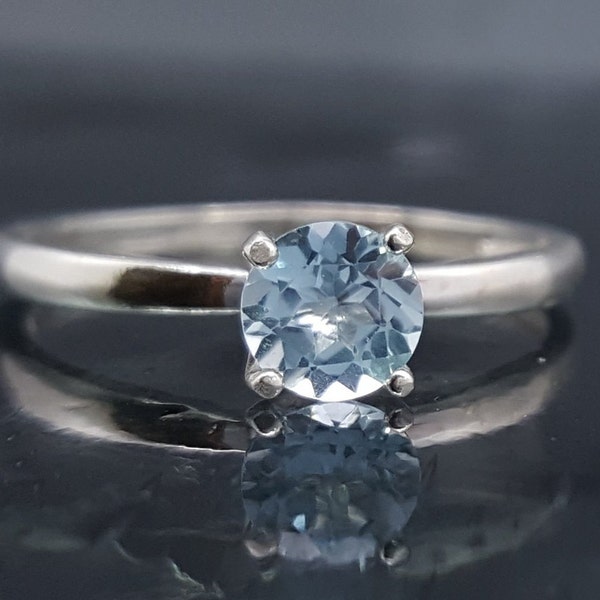 Blue Topaz Silver Solitaire Engagement Ring
