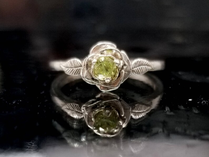 Peridot Rose Petal Flower Ring image 7