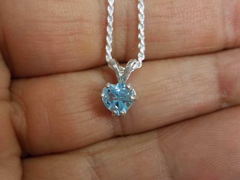 Sky Blue Topaz Silver Heart Pendant