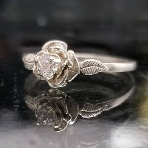 Diamond CZ Rose Petal Flower Ring image 2