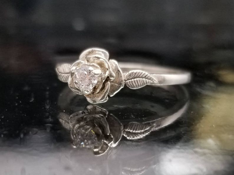 Diamond CZ Rose Petal Flower Ring image 2