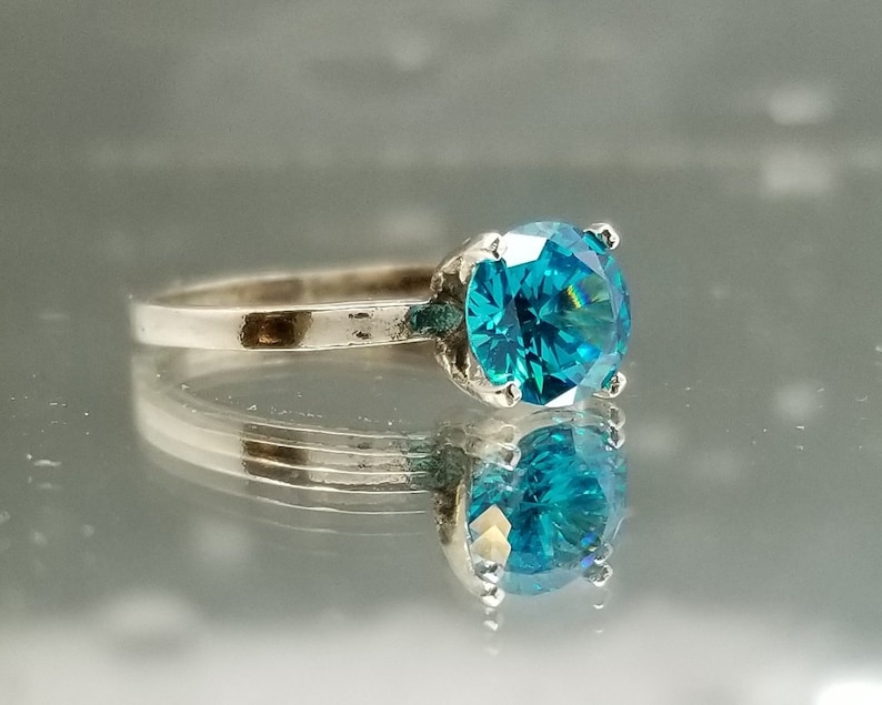 Swiss Blue Topaz CZ Ring Solitaire Made to Order