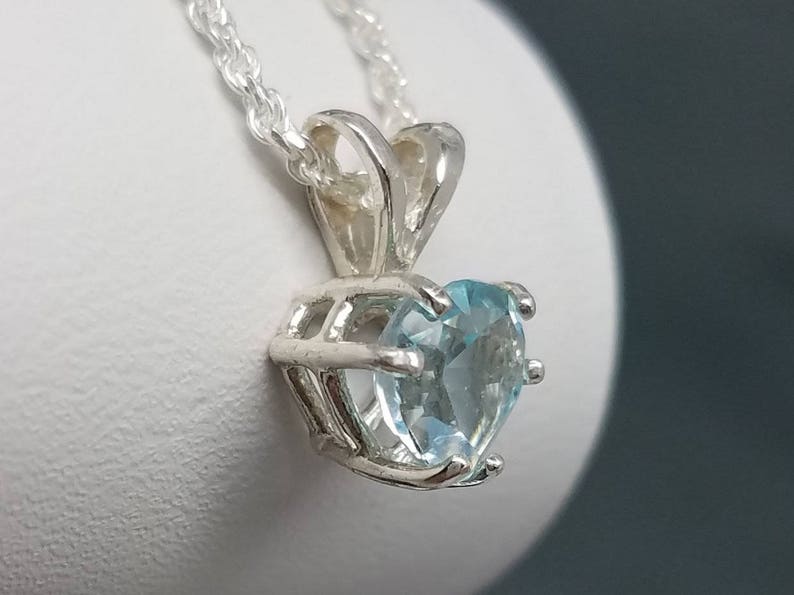 Sky Blue Topaz Silver Heart Pendant