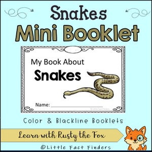Minilibro imprimible sobre serpientes / Actividad sobre reptiles para preescolares (Descarga digital)