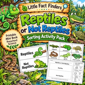 Preschool Reptile Sorting Activity | Science Center Classification Game (PDF Printable)