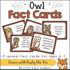 Owl Fact Cards for Kids | Homeschool Nature Study (Digital Download)