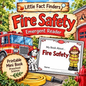 Libro di lettura per principianti sulla sicurezza antincendio / Libro da colorare sulla sicurezza antincendio / Materiale stampabile per la scuola dell'infanzia / Attività per la settimana della prevenzione incendi
