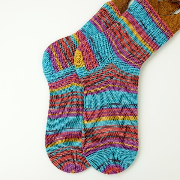 Handgebreide sokken maat 39-40, hand knit socks, wool socks