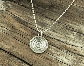 Circle of Life Fine Silver Necklace on Diamond Cut Ball Chain