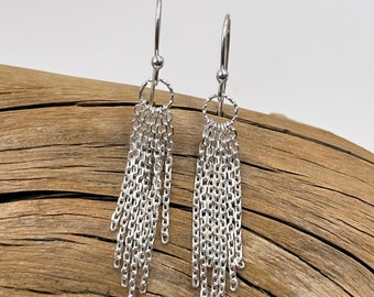 The Grace Earrings - Sterling Silver Hanging Chain Earrings