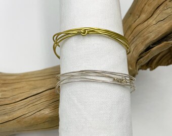 The Tina Cuff - Wire Wrapped Adjustable Bangles in Silver, Gold and Copper