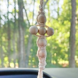 Car mirror cross, Cross car charm, Christian gifts, Rearview mirror hanging, Car cross, Wood bead car decoration, Car cross accessories