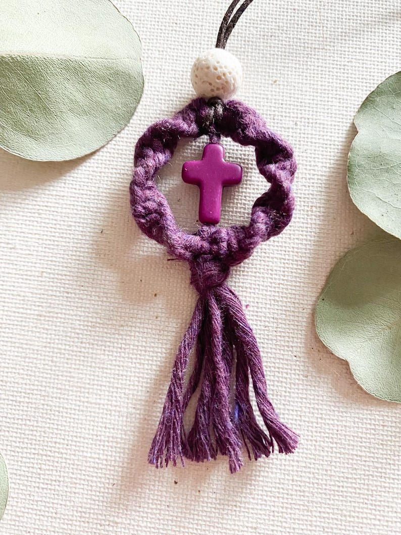 Macrame Cross Necklace, Cross Charm, Christian Pendent, Birthday Gift ...