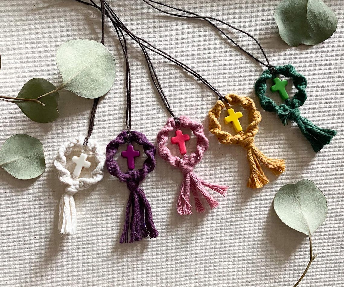 Macrame Cross Necklace, Cross Charm, Christian Pendent, Birthday Gift ...
